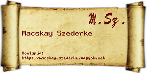 Macskay Szederke névjegykártya